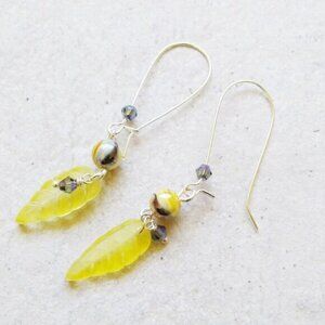 Lemon drops yellow! Bright Sunny Leaf Dangle Earrings 4 Spring Time + Eastern